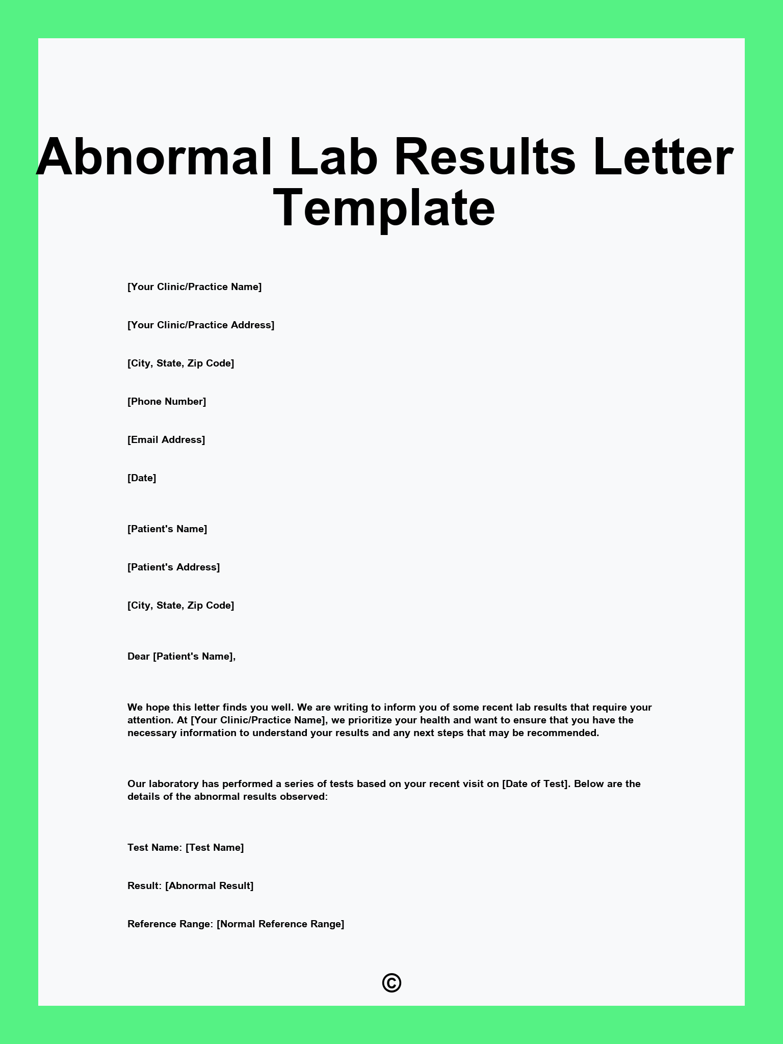 Abnormal Lab Results Letter Template