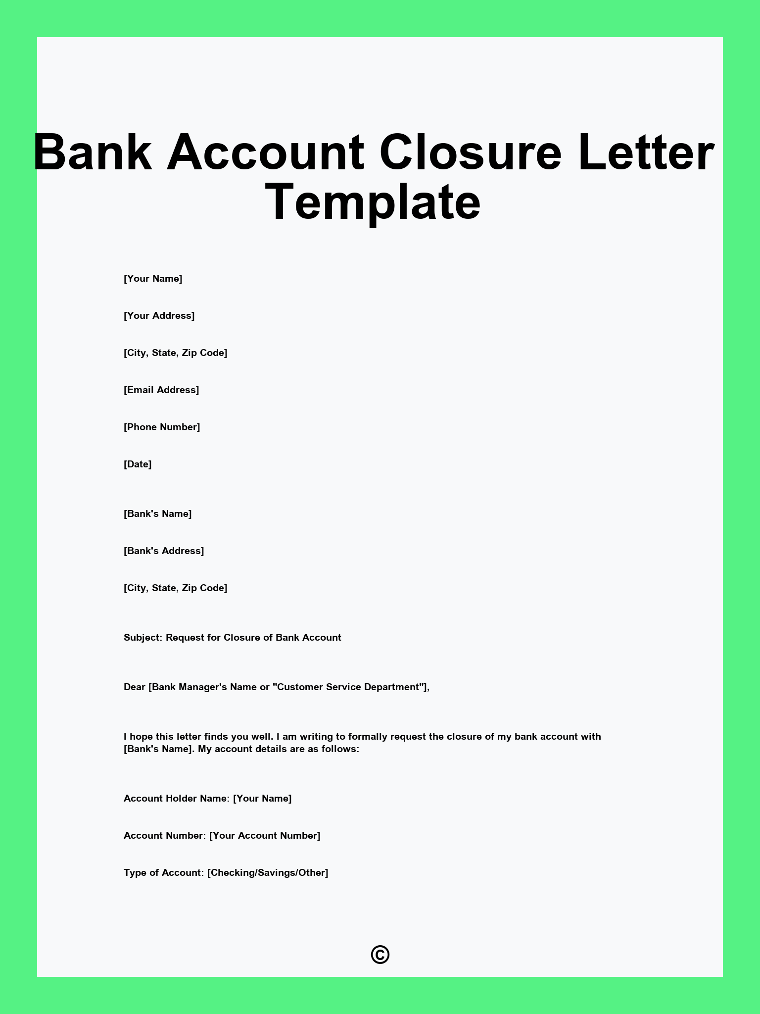 Bank Account Closure Letter Template