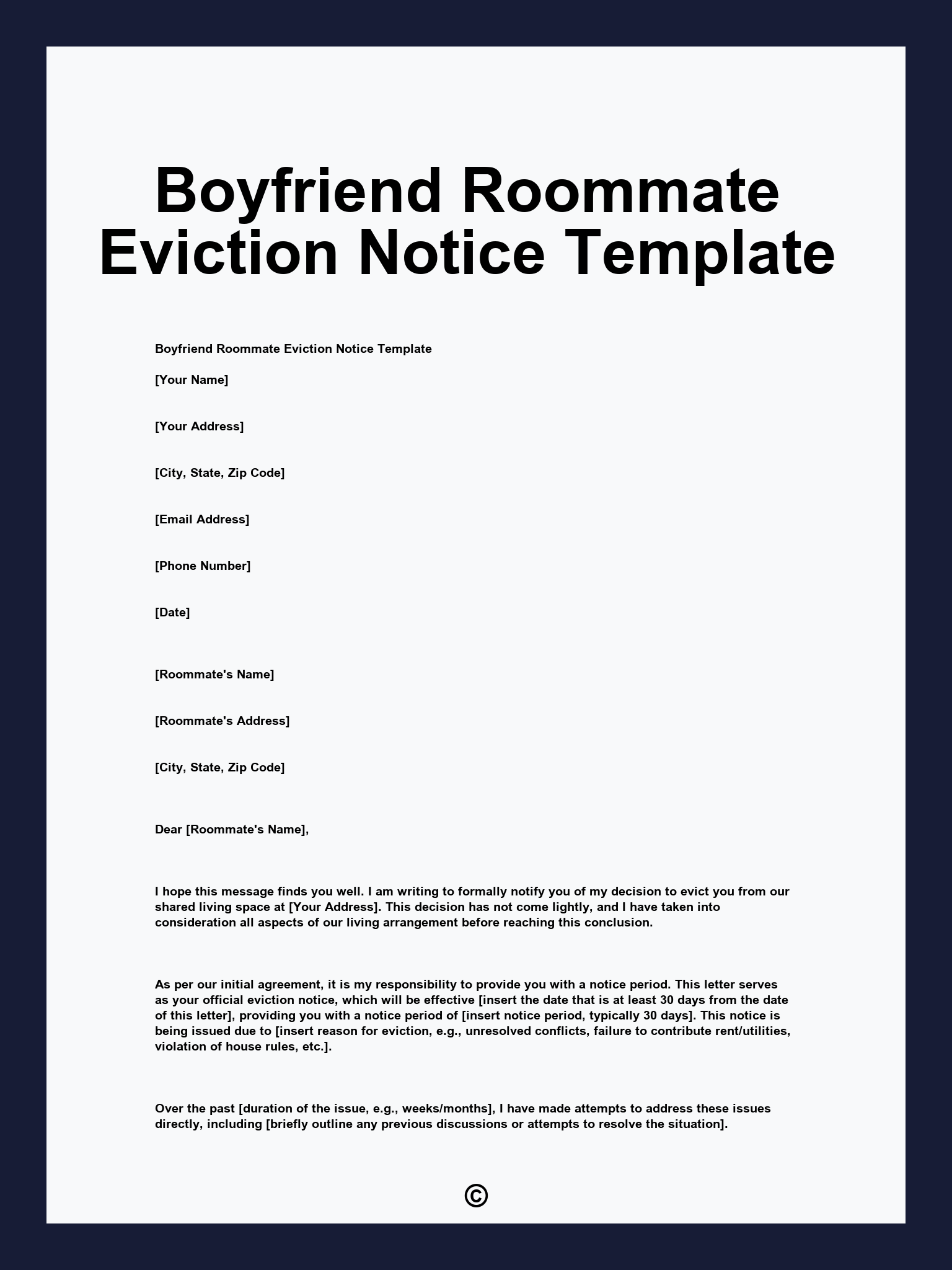 Boyfriend Roommate Eviction Notice Template
