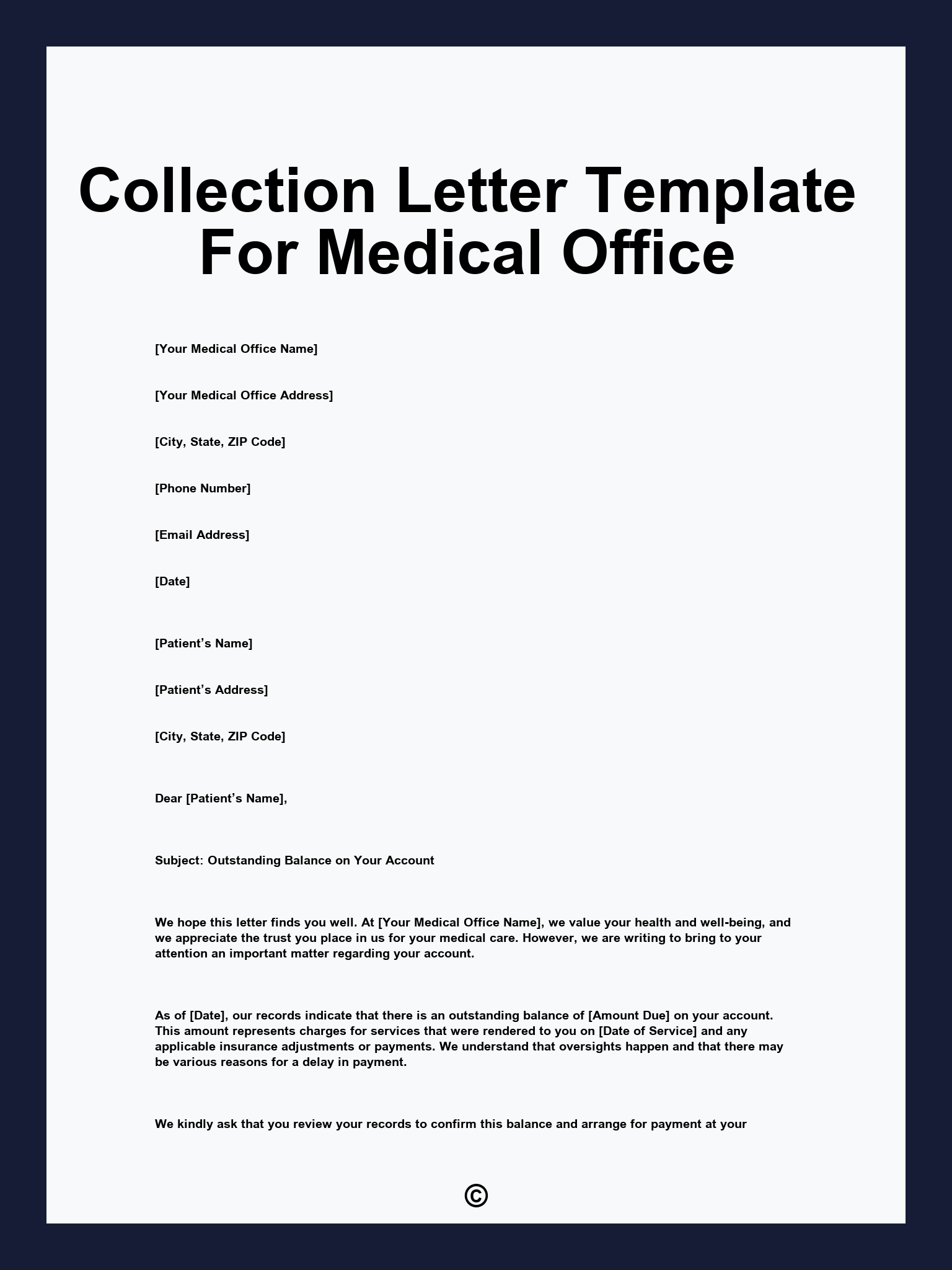 Collection Letter Template For Medical Office