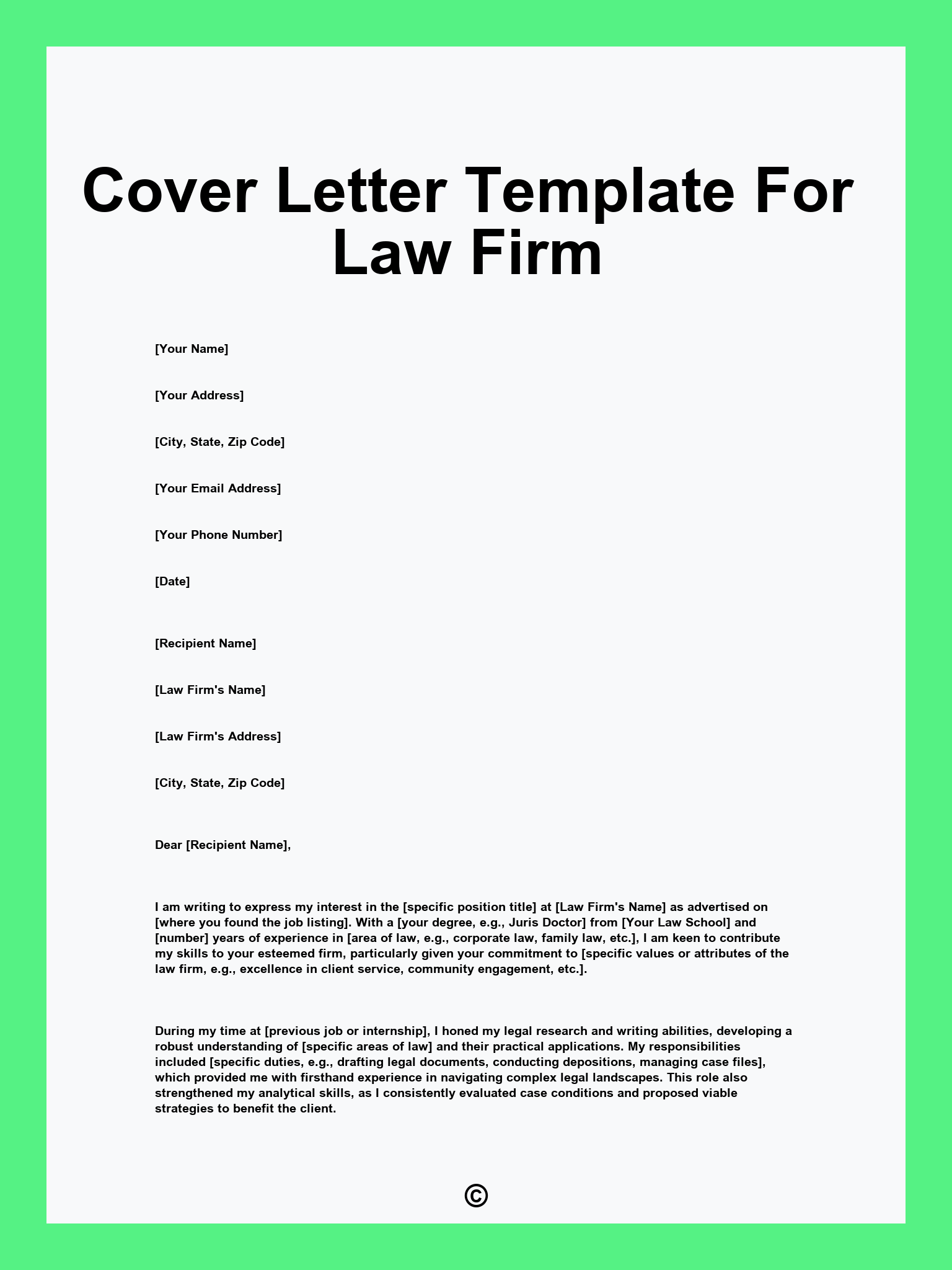 Cover Letter Template For Law Firm