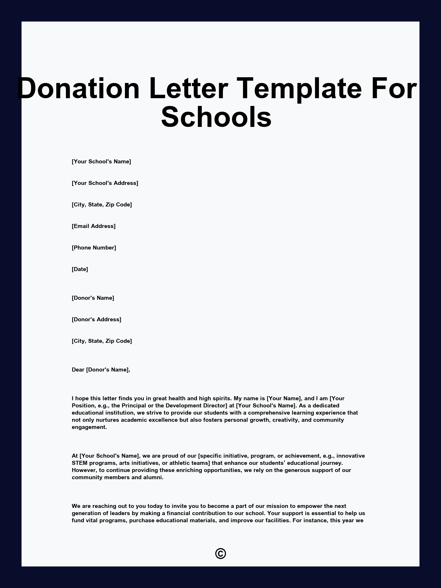 Donation Letter Template For Schools
