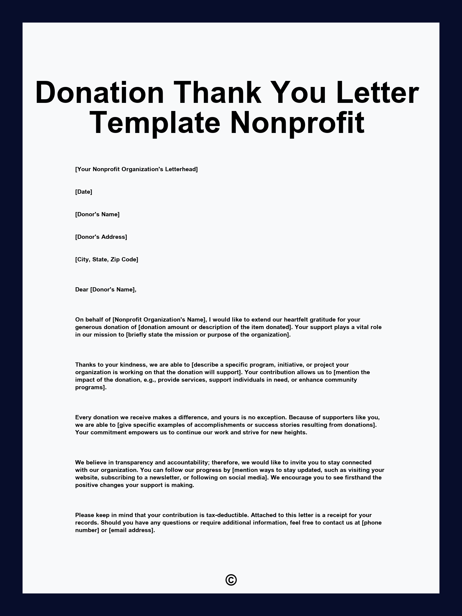 Donation Thank You Letter Template Nonprofit