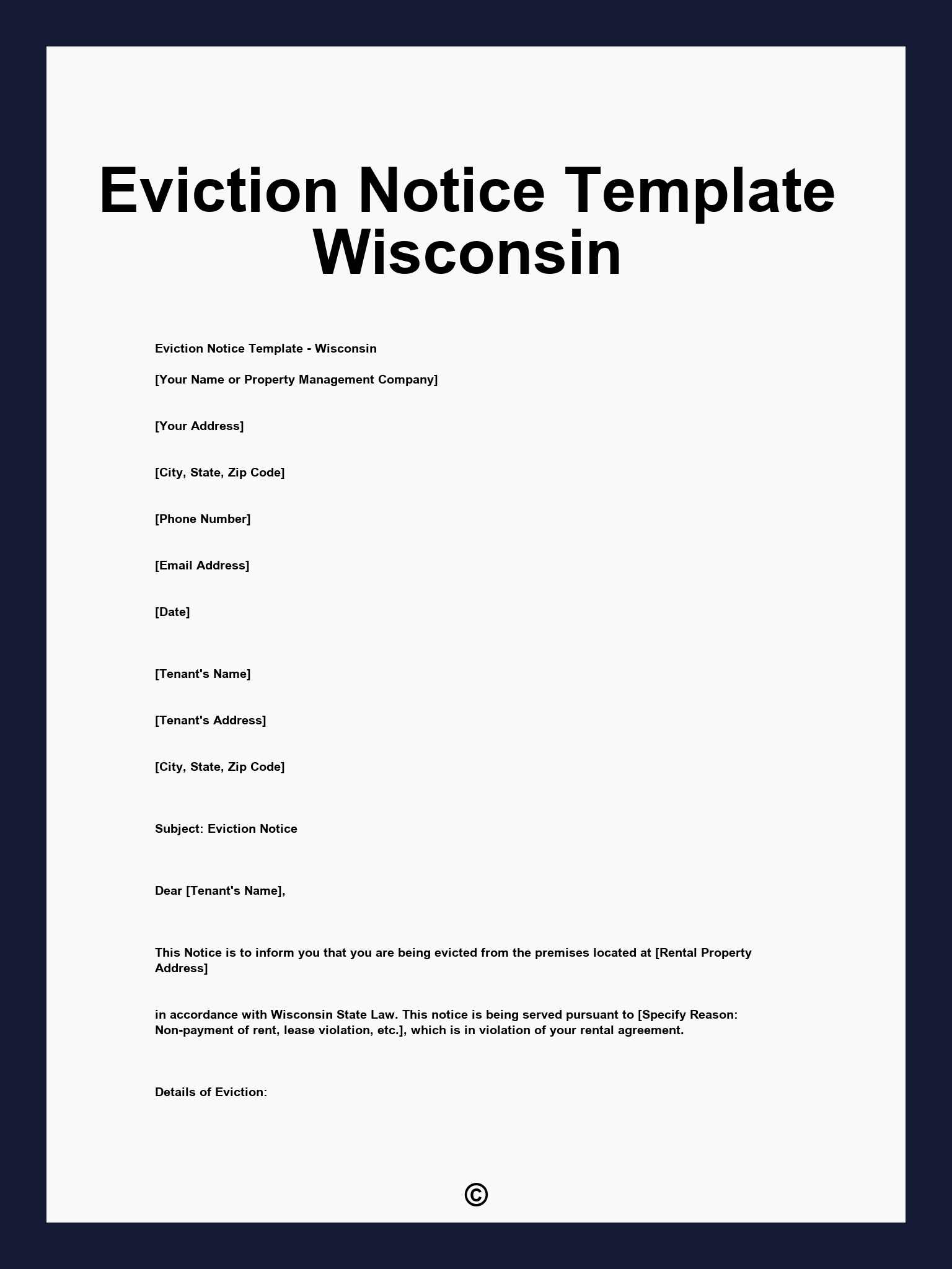 Eviction Notice Template Wisconsin