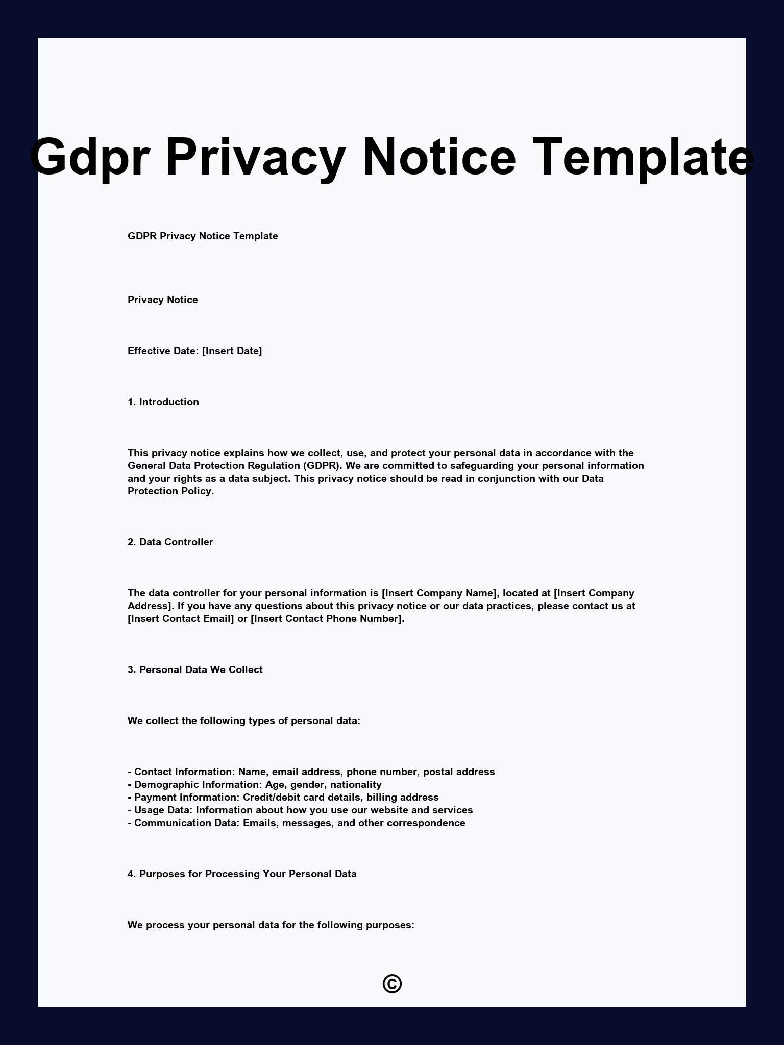 Gdpr Privacy Notice Template