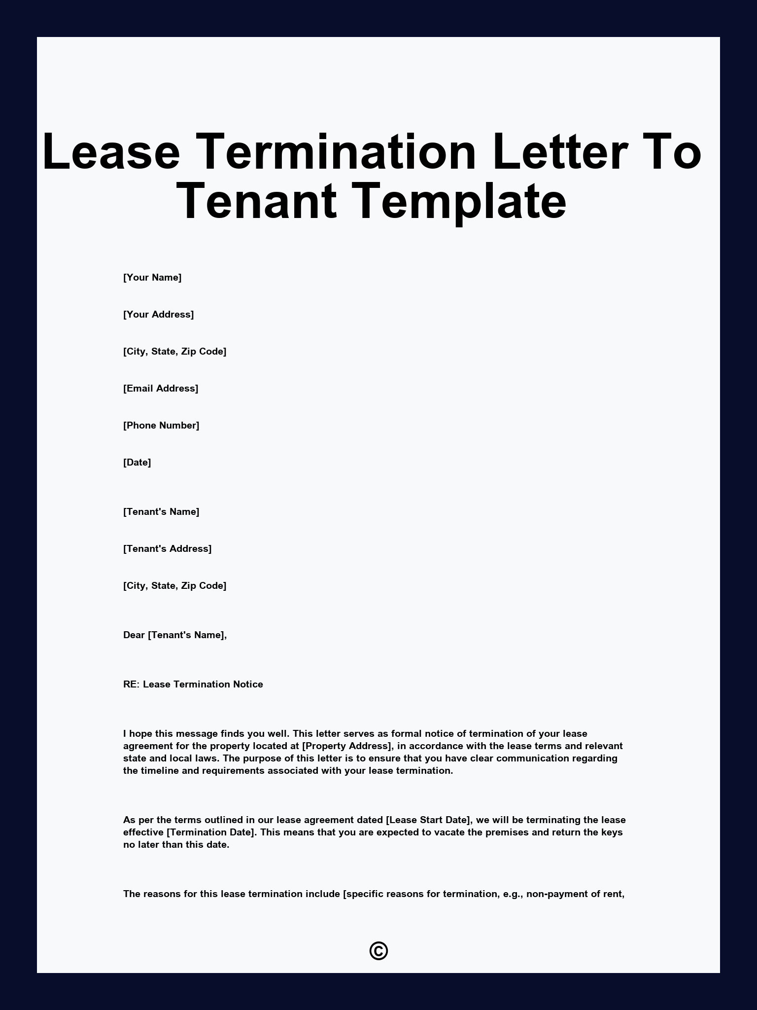 Lease Termination Letter To Tenant Template