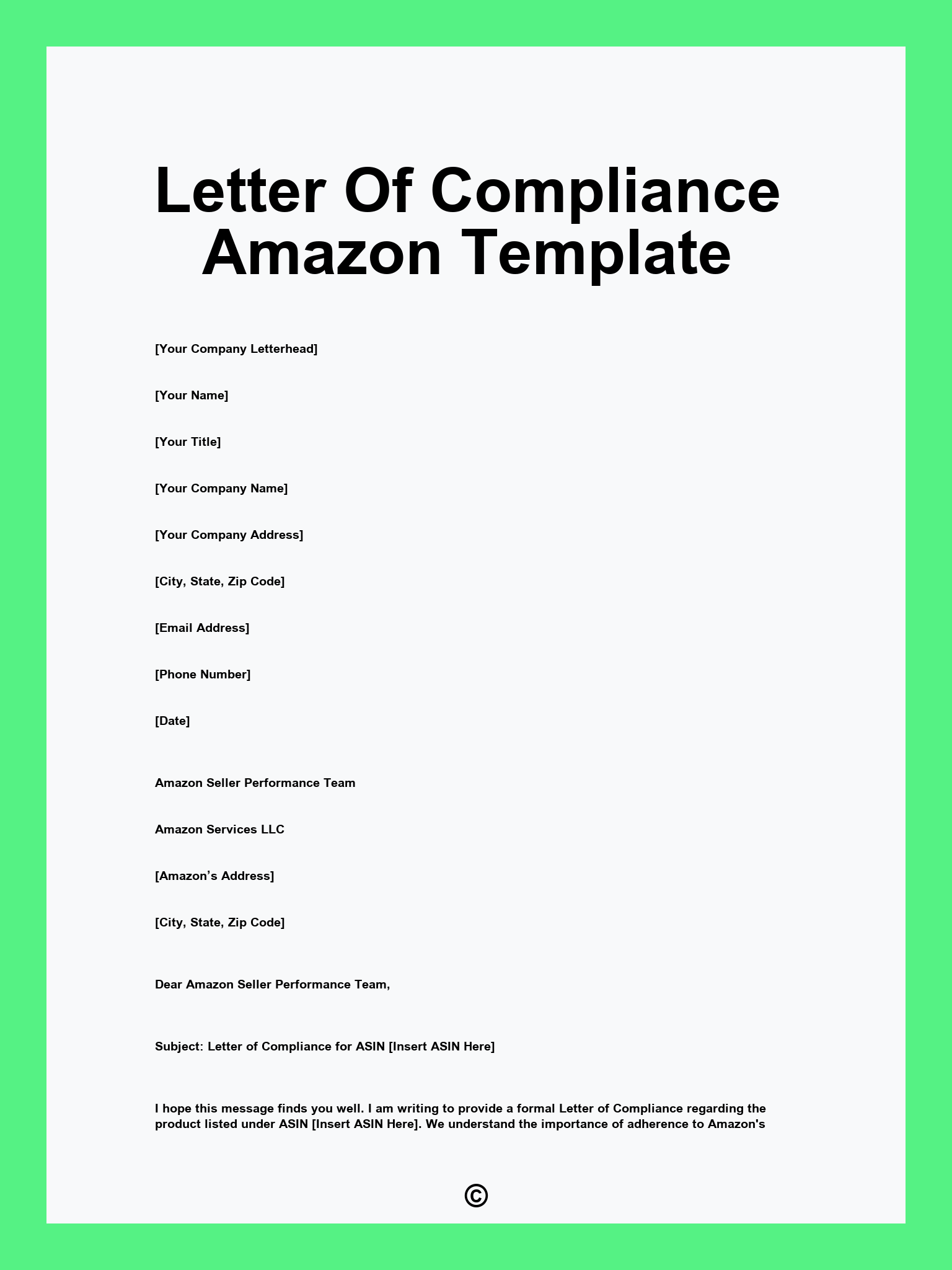 Letter Of Compliance Amazon Template