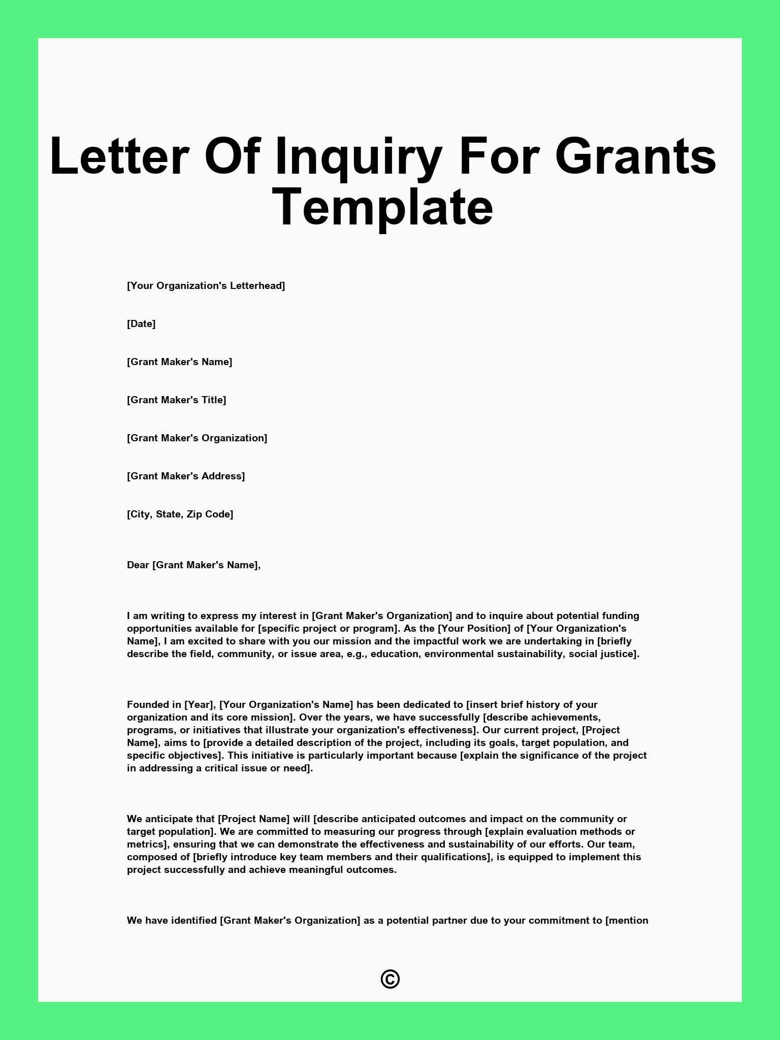 Letter Of Inquiry For Grants Template