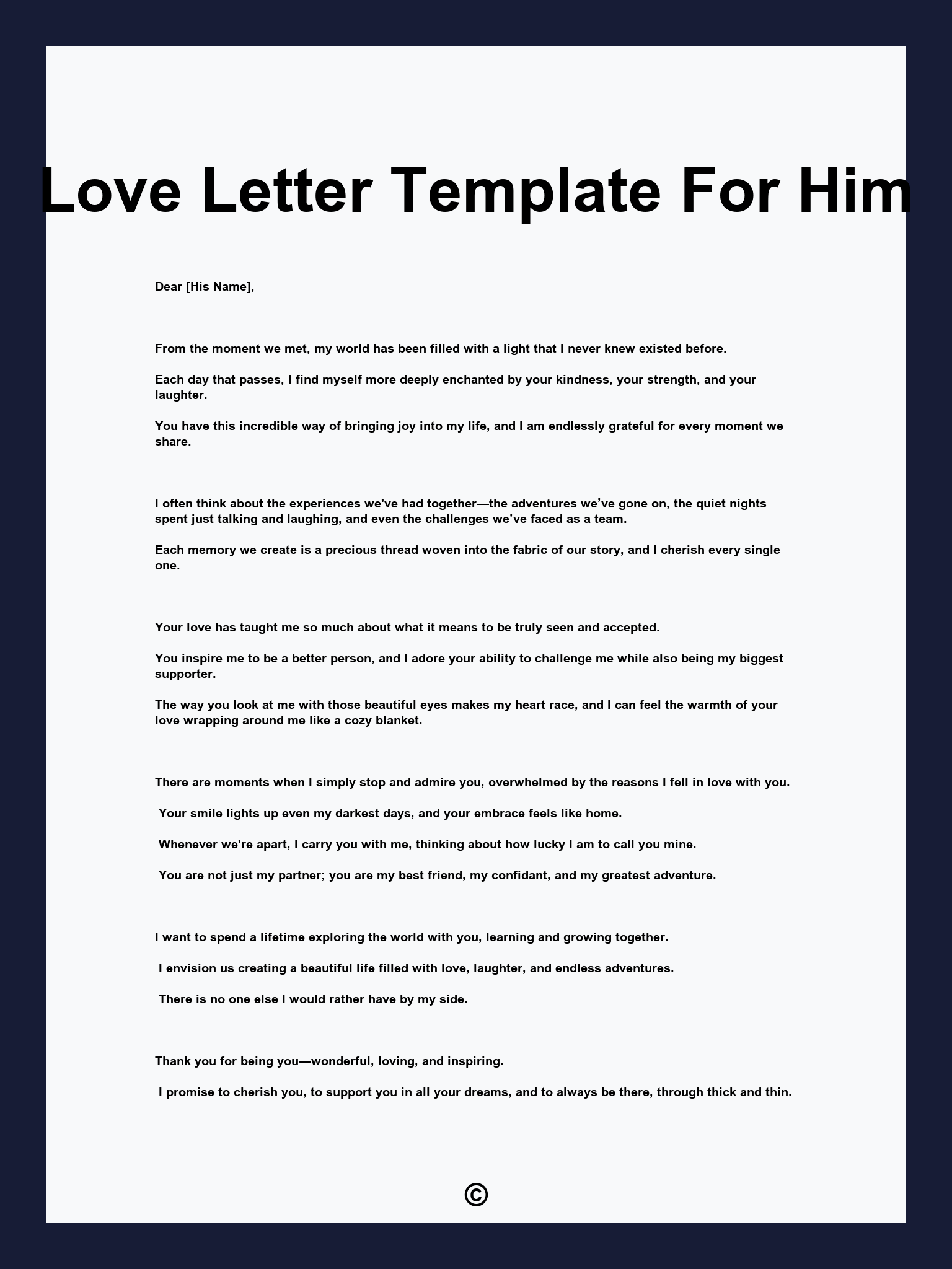 Love Letter Template For Him