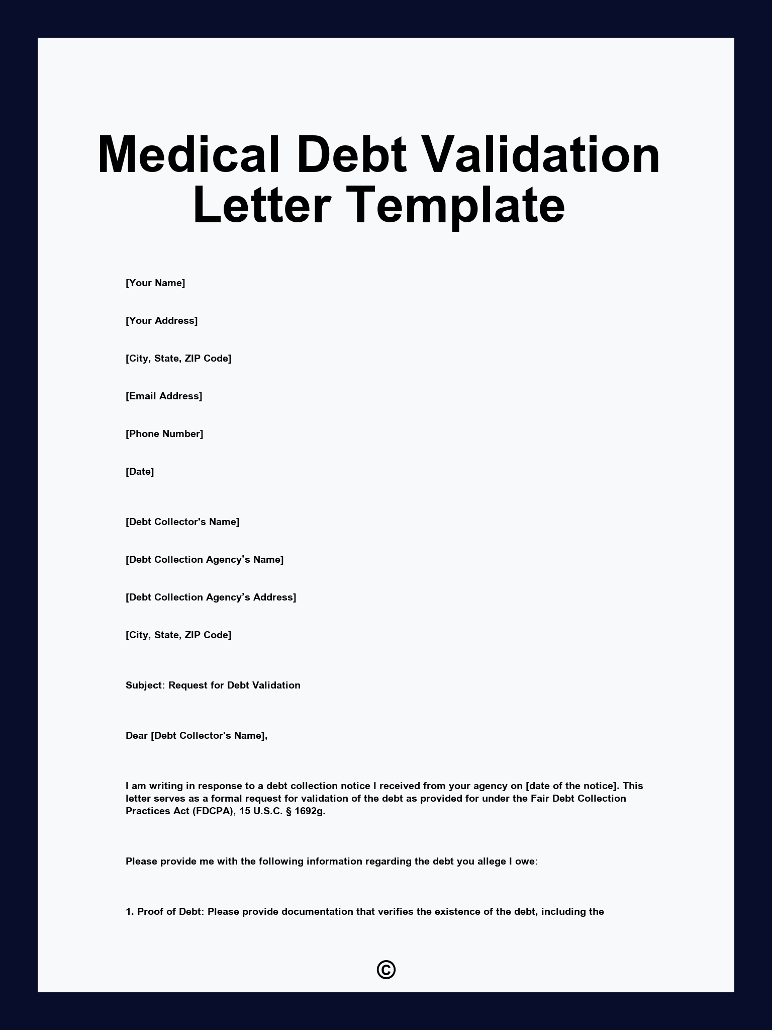 Medical Debt Validation Letter Template