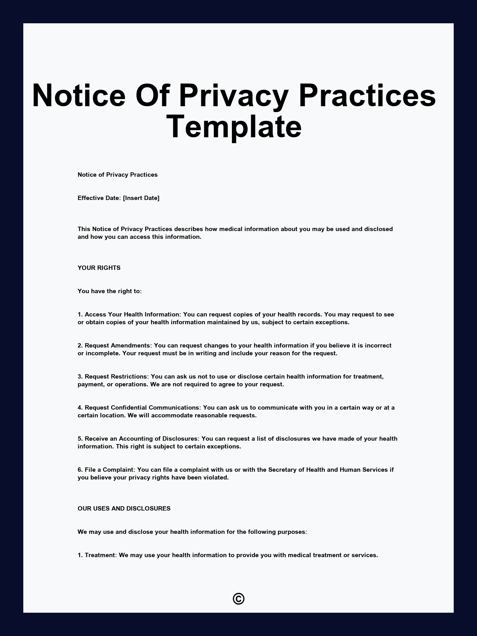 Notice Of Privacy Practices Template