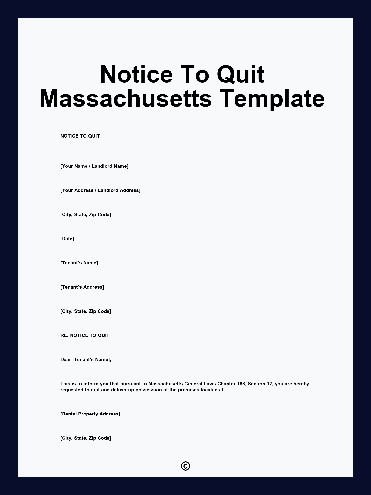 Notice To Quit Massachusetts Template