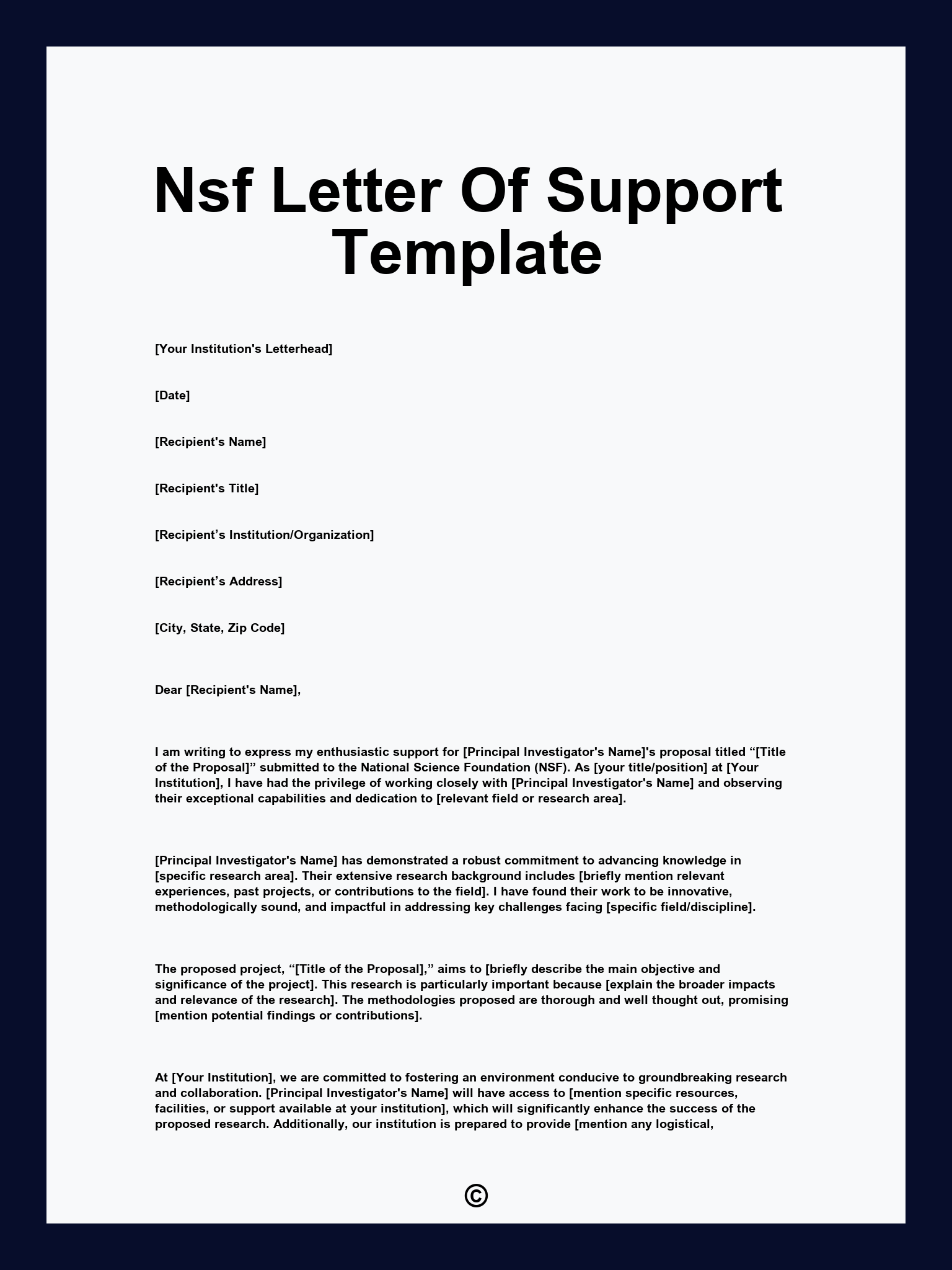 Nsf Letter Of Support Template