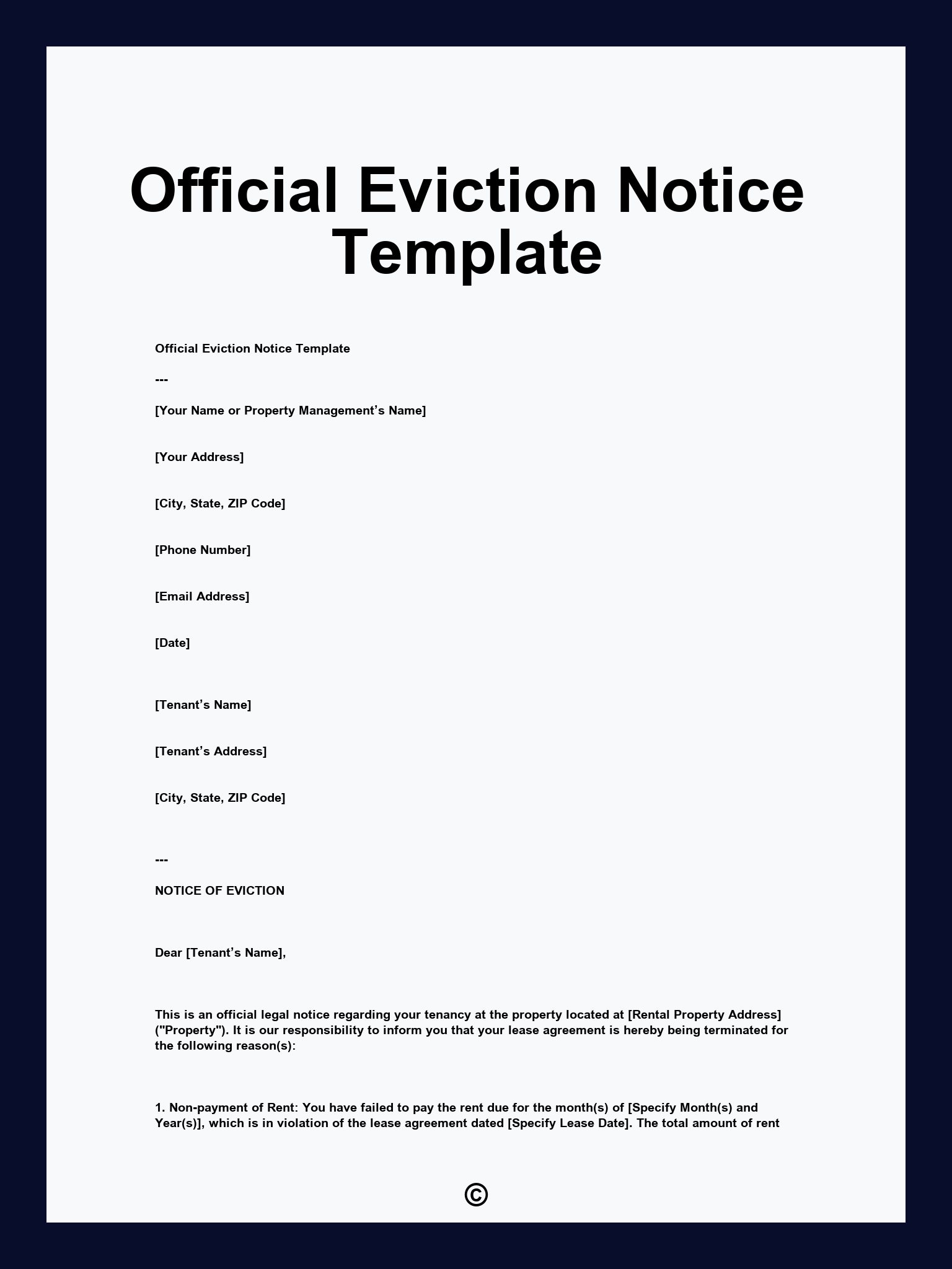 Official Eviction Notice Template