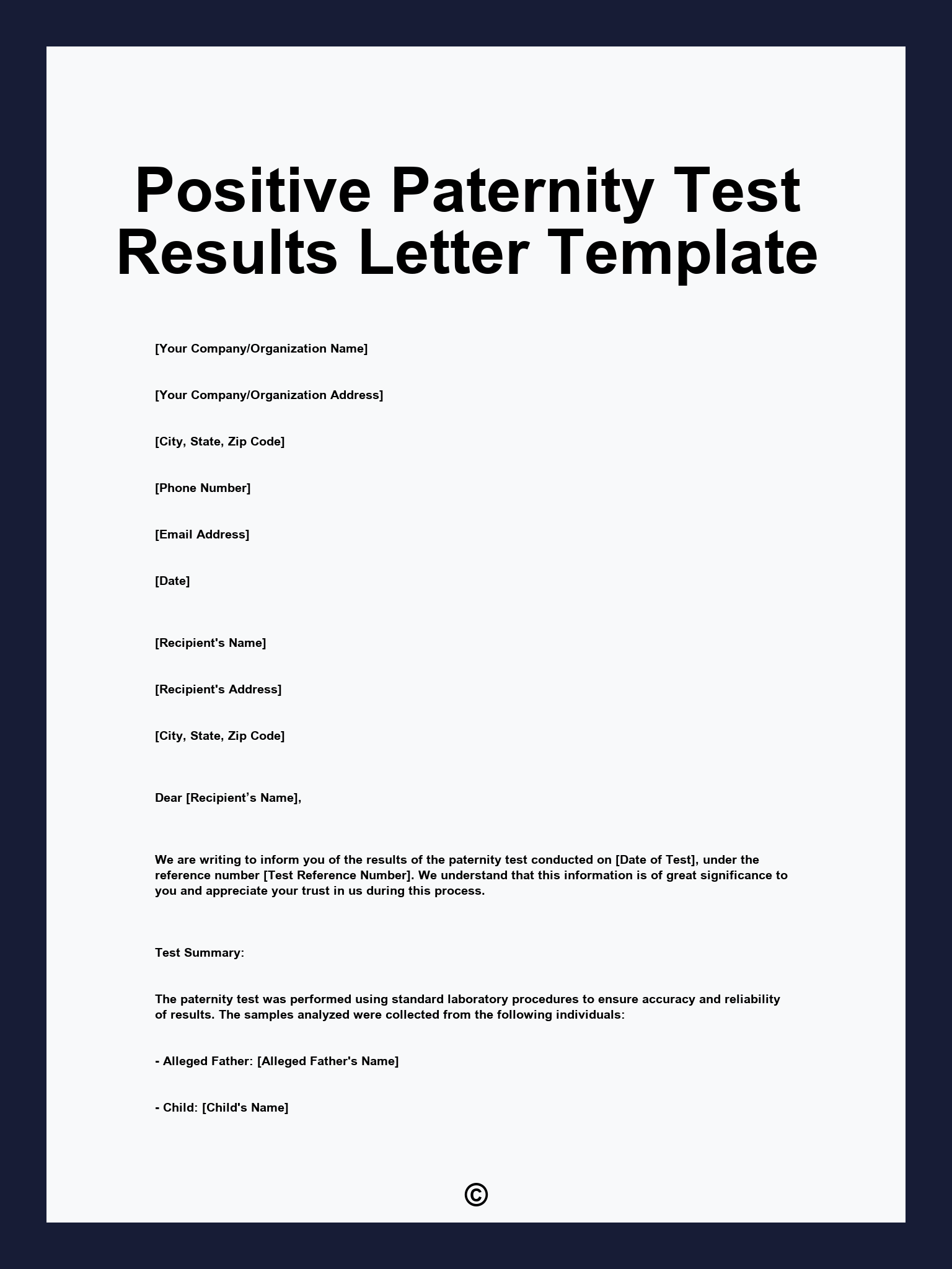 Positive Paternity Test Results Letter Template