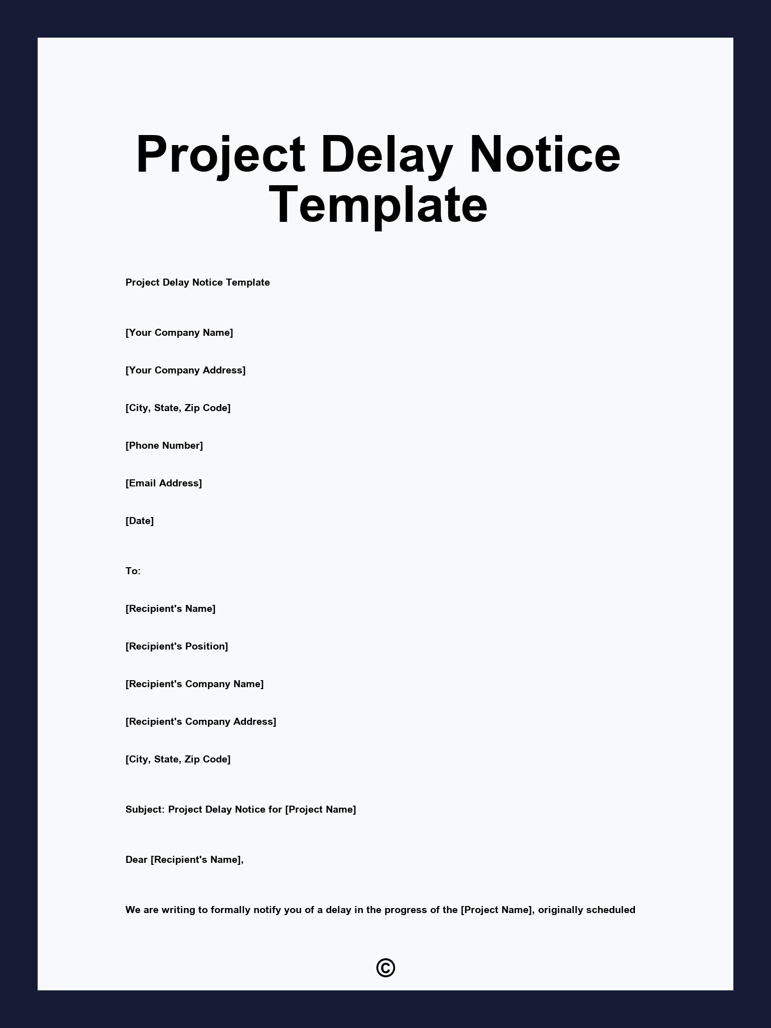 Project Delay Notice Template