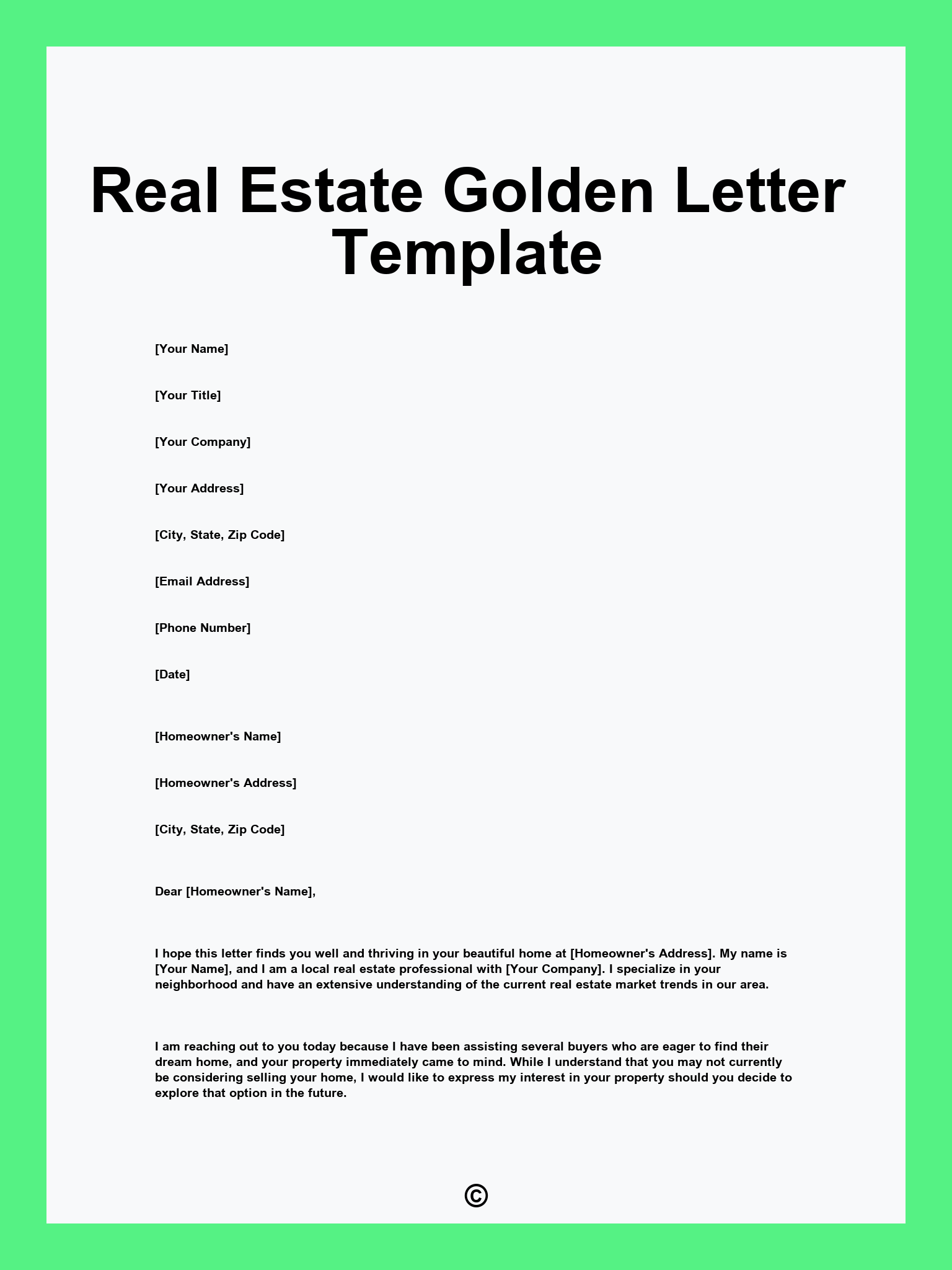 Real Estate Golden Letter Template