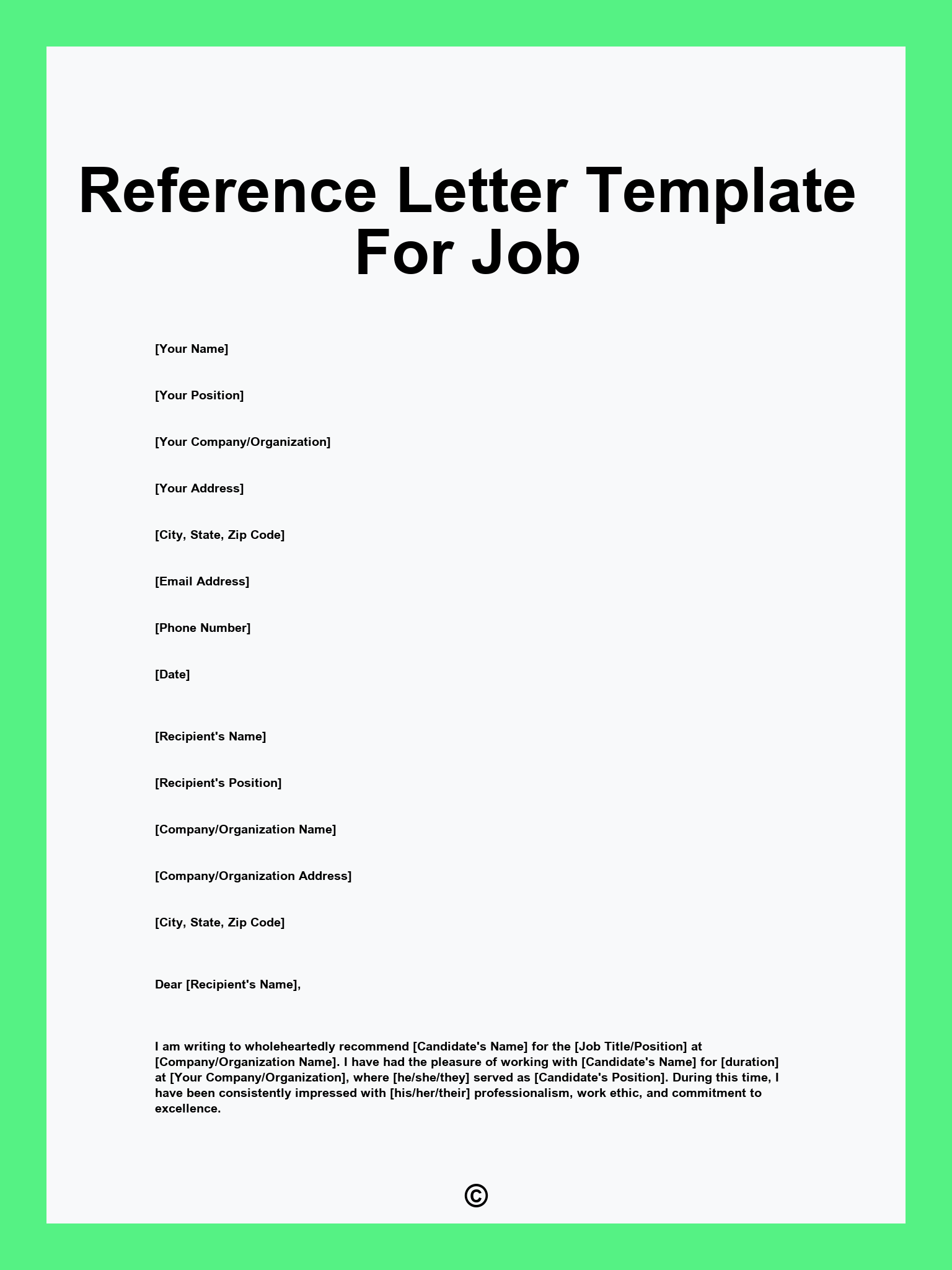 Reference Letter Template For Job