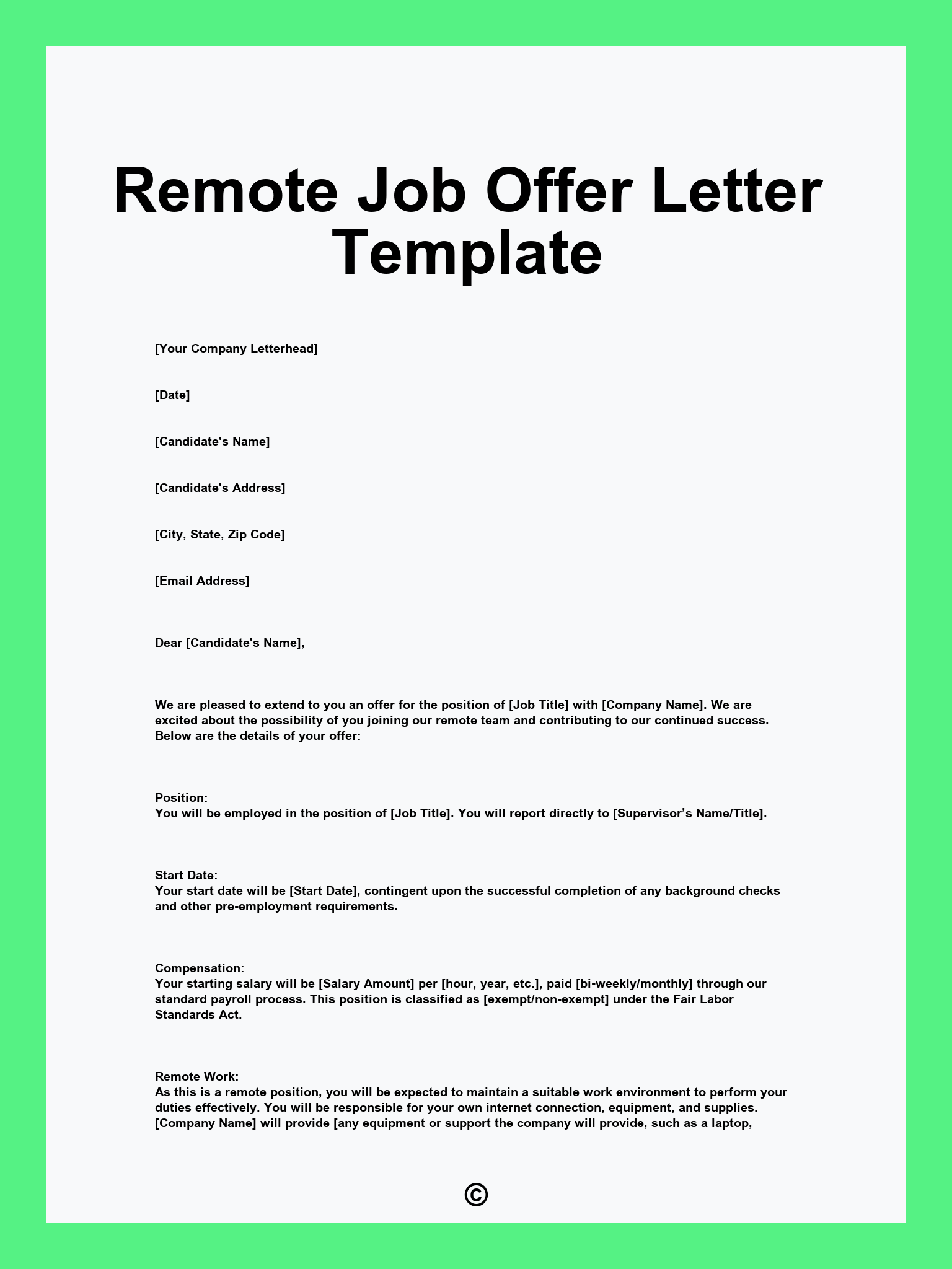 Remote Job Offer Letter Template