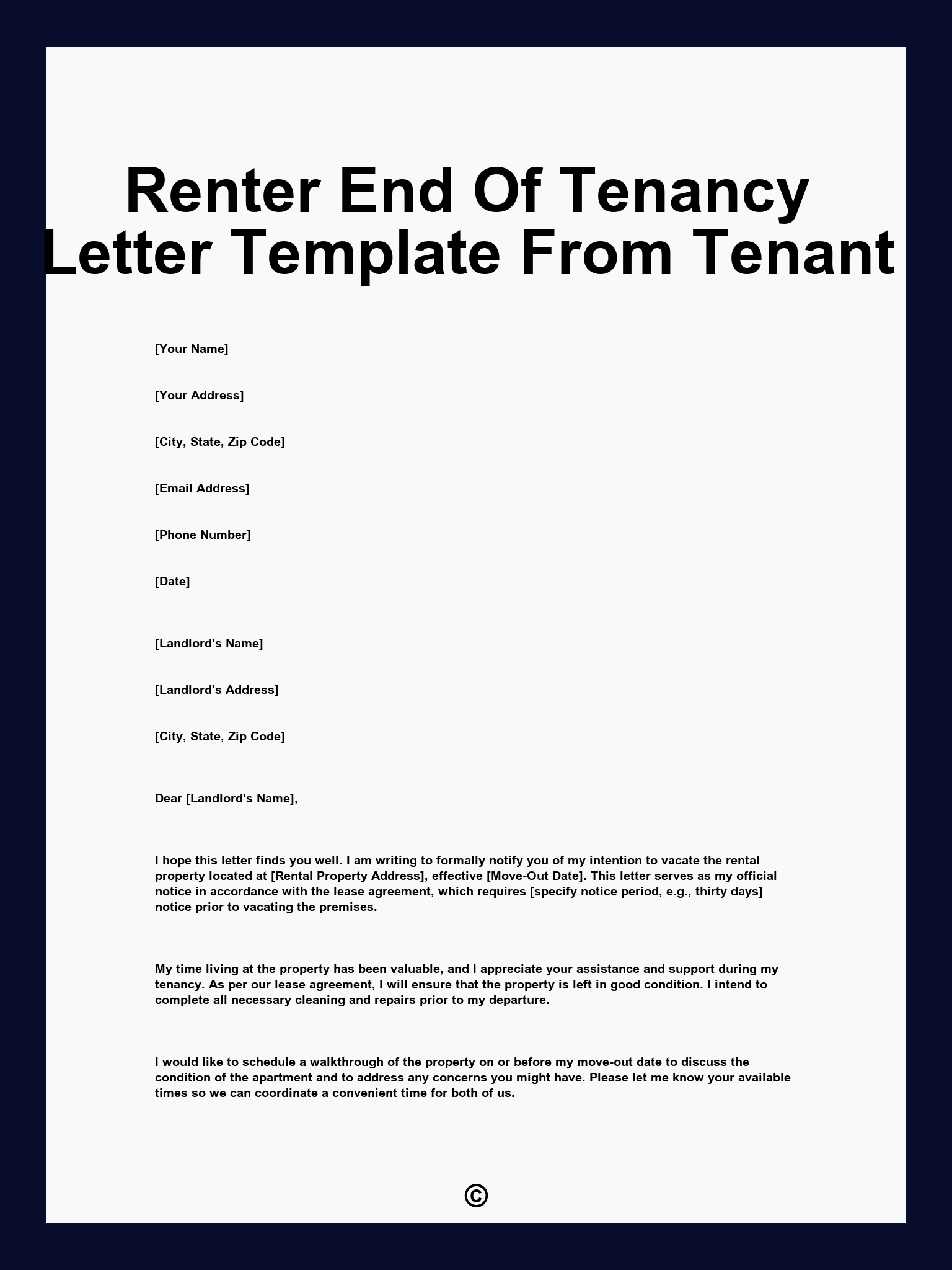 Renter End Of Tenancy Letter Template From Tenant