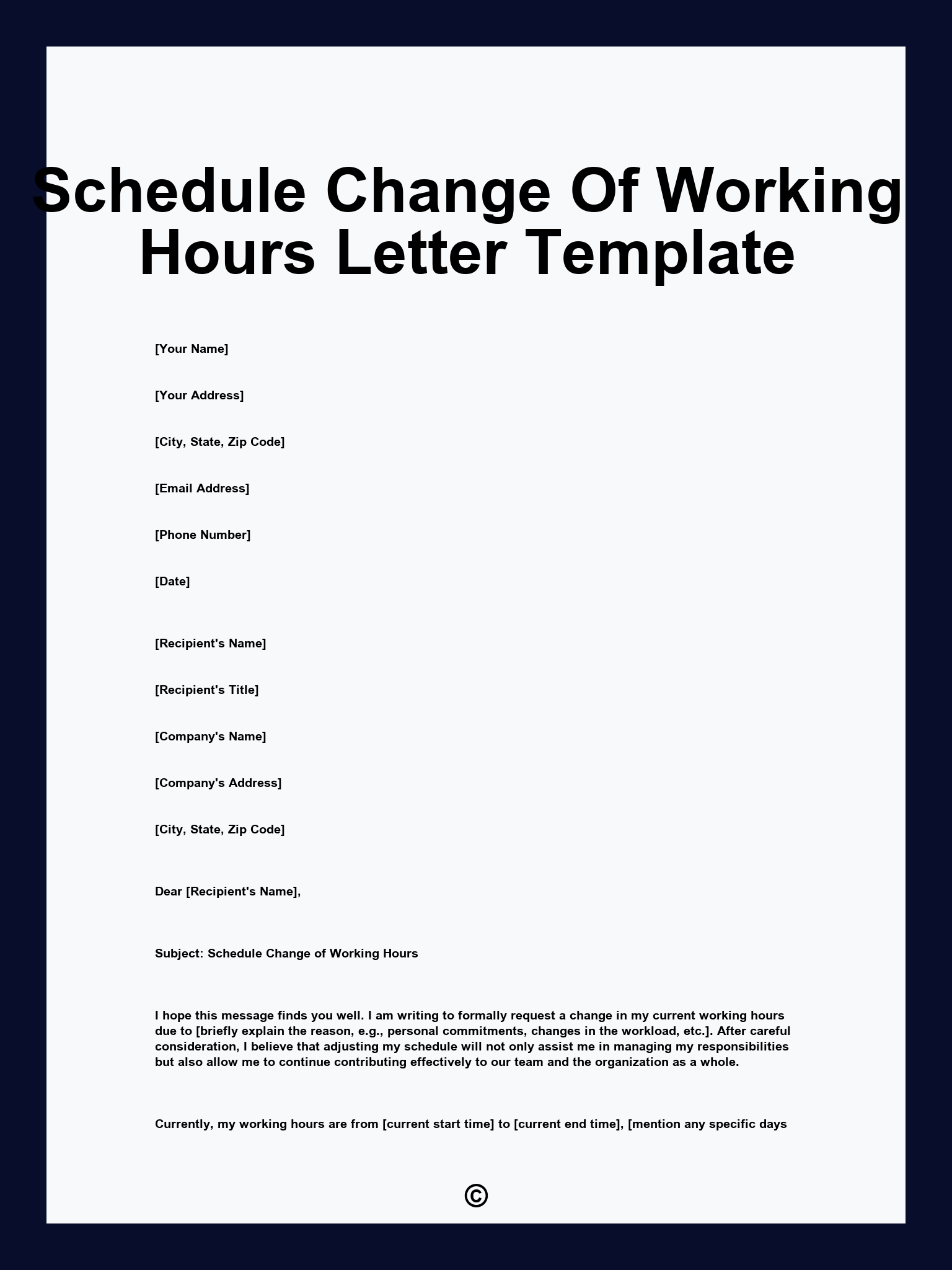 Schedule Change Of Working Hours Letter Template