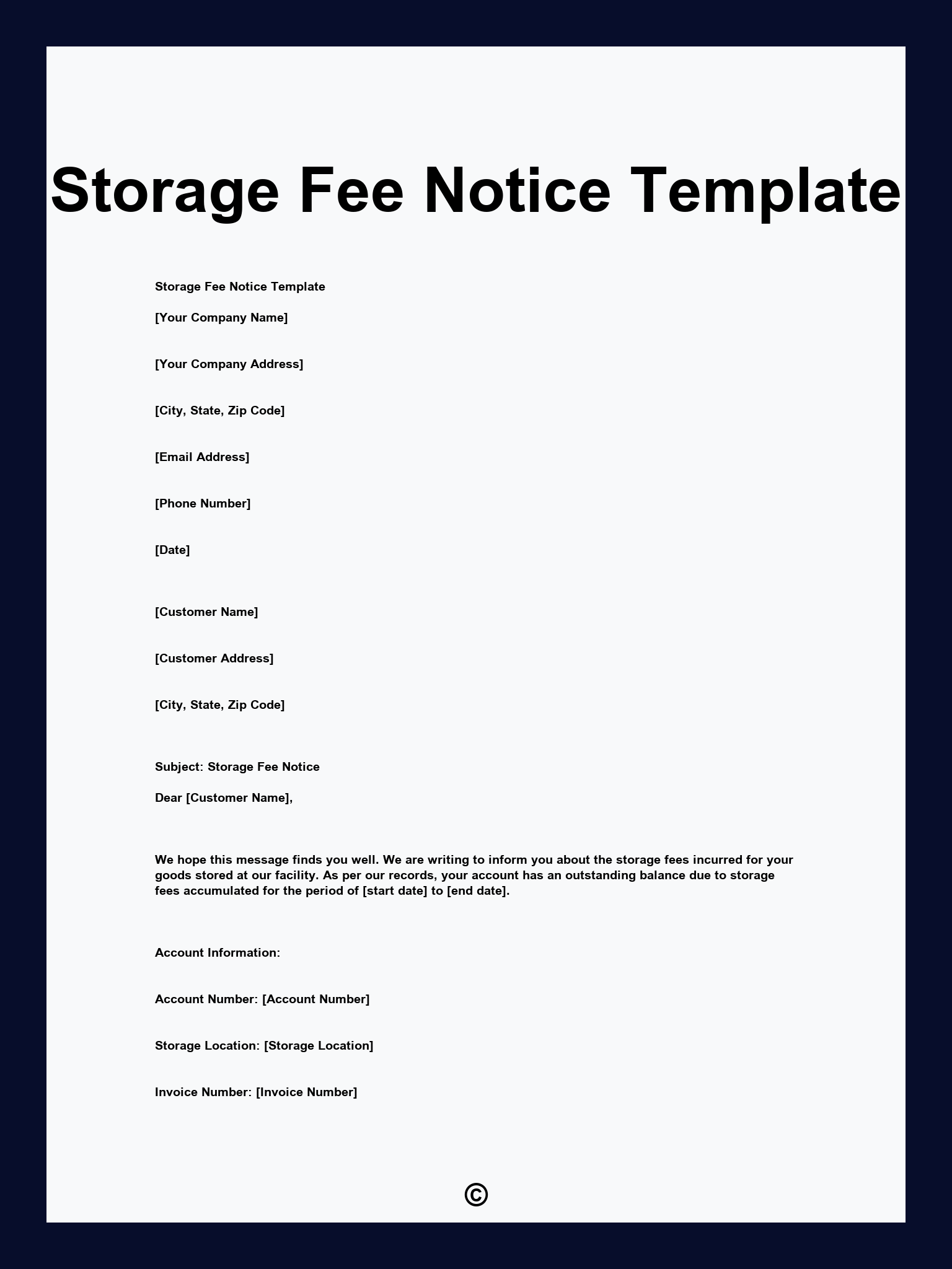 Storage Fee Notice Template