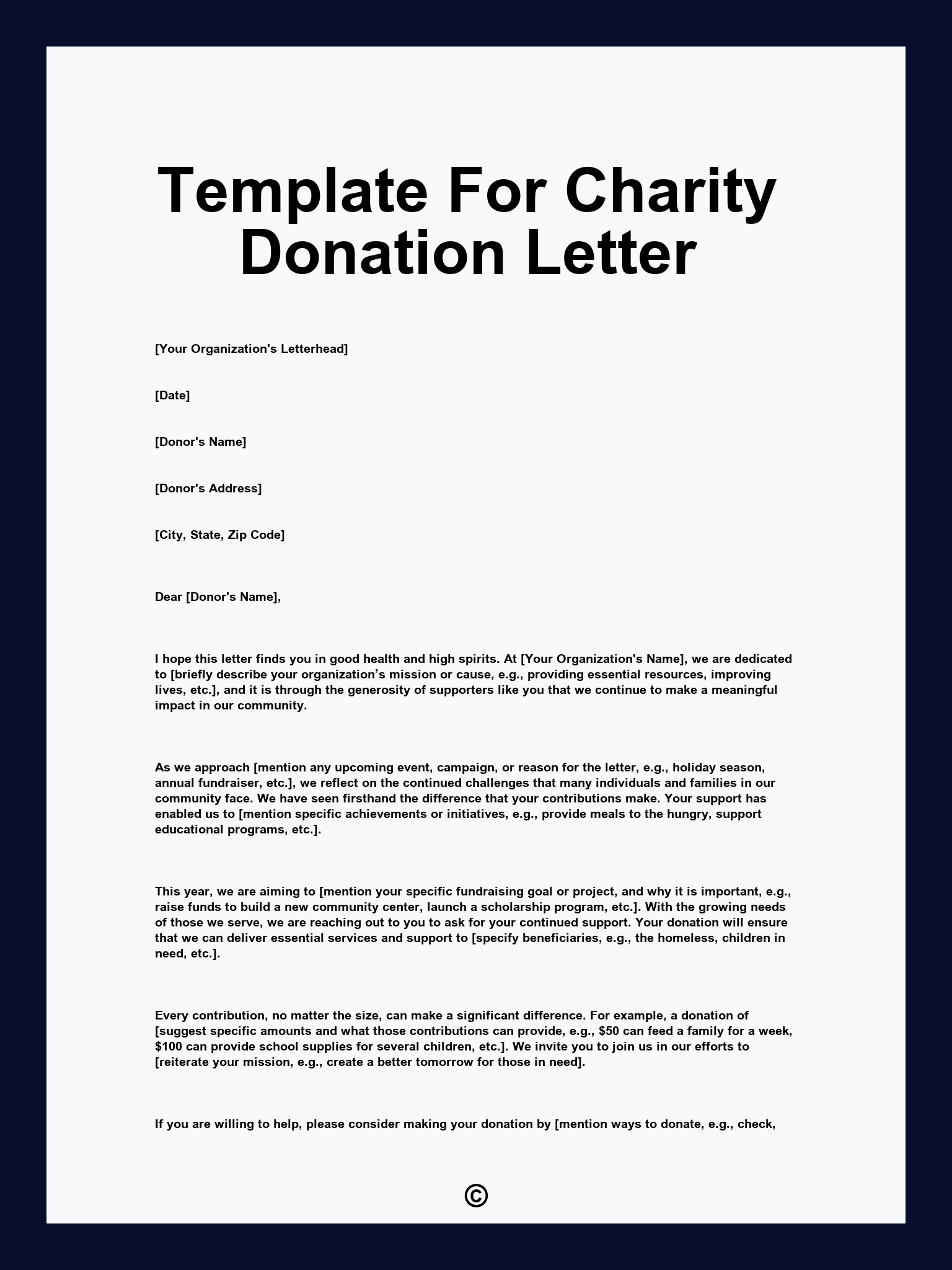 Template For Charity Donation Letter