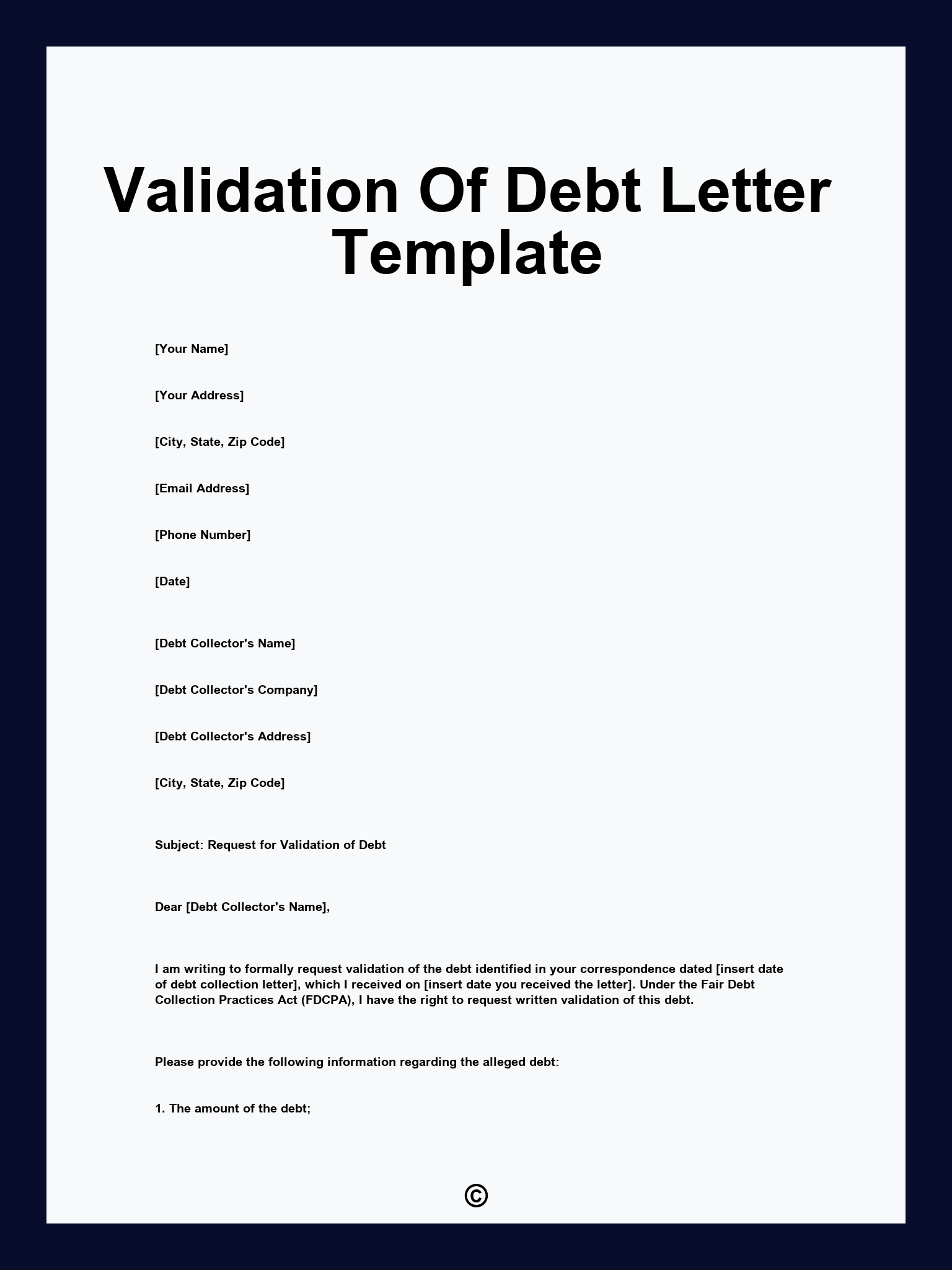 Validation Of Debt Letter Template