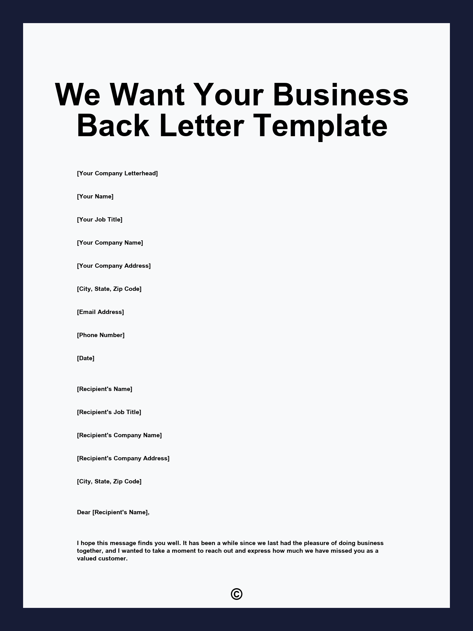 We Want Your Business Back Letter Template